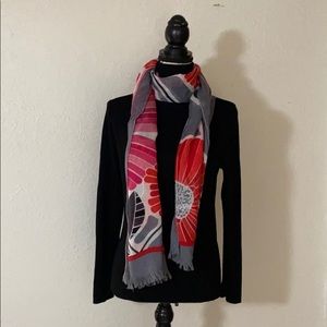 Vera Bradley Red, Pink, White & Gray Scarf